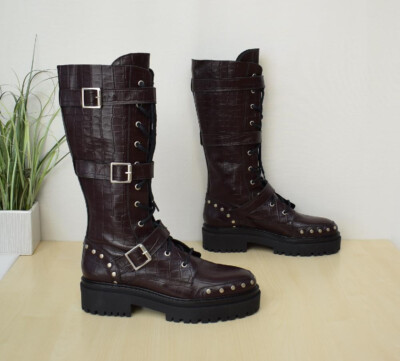 starke Topshop Gothic Punk Boots Gr. 42 ASTEROID Echtleder Stiefel - NEU