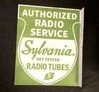 Vtg Art SYLVANIA AUTHORIZED SERVICE PORCELAN ENAMEL FLANGE SIGN Rare Advertising
