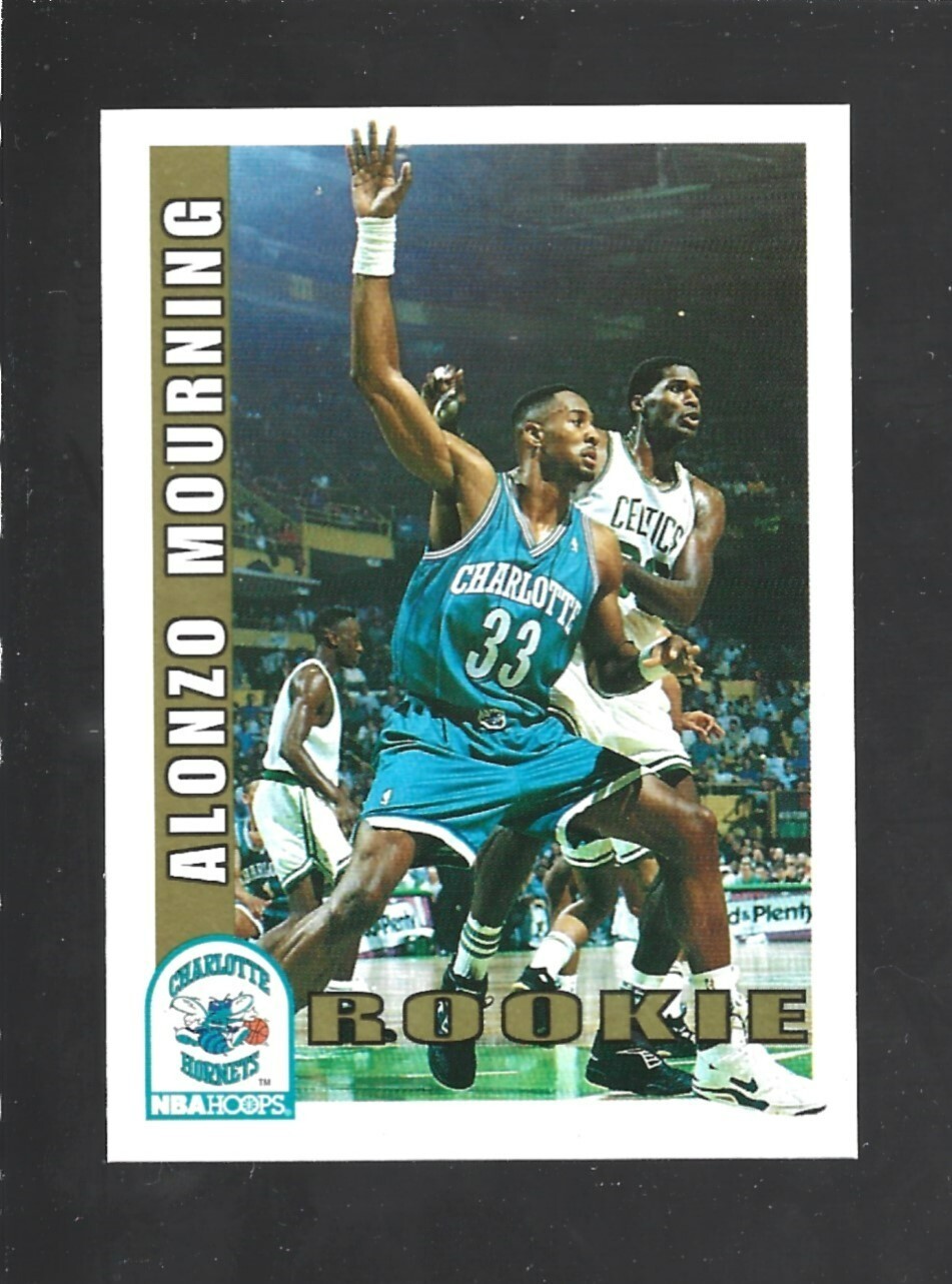 1992-93 NBA Hoops #361 Alonzo Mourning rookie card, Miami Heat HOF