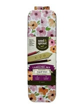 Seed & Sprout Labeling Set  August Bloom  W/ 12 Label Stakes & 3 Colored Pencils