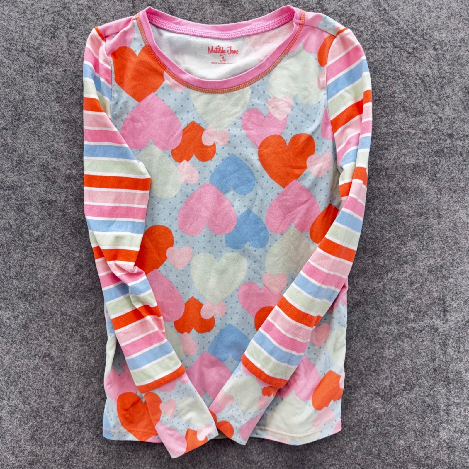 Matilda Jane Girls Heart Print Pajama Set Size 8 Pink Fitted