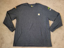 Men's Carhartt Long Sleeve Pocket Shirt Gray Logos Ahern Xtreme Size XL K126
