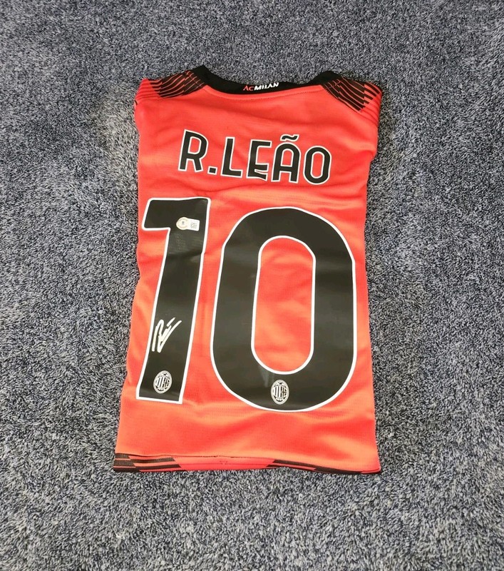 Rafael Leao Hand Signed AC Milan Home Puma Soccer Jersey W/ Beckett COA 