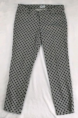Old Navy Pixie Pants Women s Size 12 Regular Black Grid Geometric Diamond Print