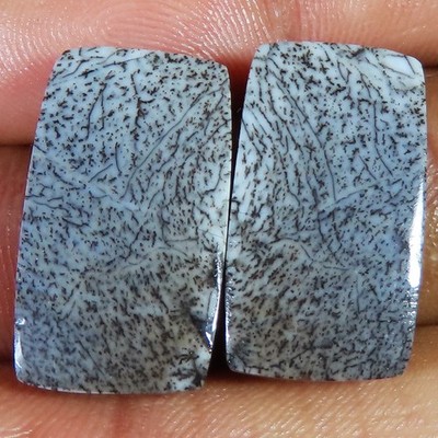 21.50 CT Natural DENDRITE OPAL Pair Cushion Cabochon Gemstone12x22x3 mm gm_834