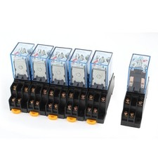 uxcell 6 Pcs AC 110/120V 5A Coil 5mm DIN Rail DPDT 8Pins Power Relay  Base