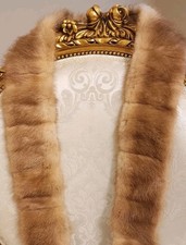 Vintage Mid-Century Real Mink Fur Collar Scarf Silk Under-Lining Long Length