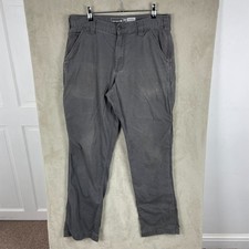 Men's Carhartt Rugged Flex Canvas Work Pant Trousers Size W34 L33 Grey Relaxed