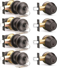 4 Pack Keyed Alike Door Knob Deadbolt Set Oil Rubbed Bronze Entry Lockset