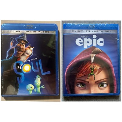 Lot of 2 Blu-Ray Movies - Soul & Epic - Disney Pixar Blue Sky Studio New, Sealed
