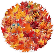Maple Leaves Stickers 60PCS Realistic Transparent Stickers for Maple Leaves,Colo