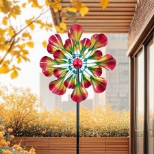 Yard Garden Wind Spinners with Solar Lights, Large Outdoor Metal Wind Spinners