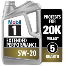 Mobil 1 Extended Performance Full Synthetic Motor Oil 5W-20, 5 5 Quart, Gray 38.95 per gallon