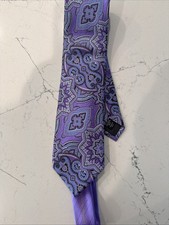 Ermenegildo Zegna Men's Silk Neck Tie Purple Blue Paisley 60Lx3.5  Made in Italy