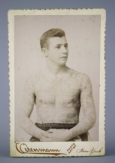 Antique Cabinet Card Photograph of Tattooed George Karlavagn Eisenmann 1891