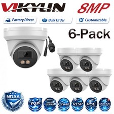 6Pack Vikylin 8MP MIC POE IP Camera Full Color Night Vision Onvif Factory Direct