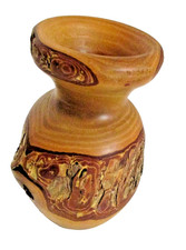 Beautiful Handcrafter Wooden Burl Vase 4x2.5x...