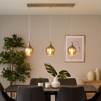 Pendellampe HäNgeleuchte Esstischlampe 3 Flammig Glas Silber Filament Led 150 Cm