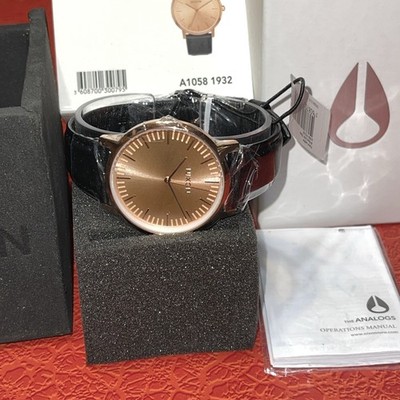Nixon Porter Leather All Rose Gold/Black 40mm Stainless Steel Watch A1058-1932 