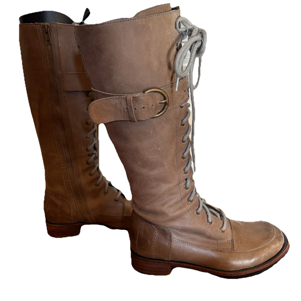 BOTAS ECUESTRES GEE WAWA HASTA LA RODILLA Steampunk TALLA 7 CUERO DESGASTADO CREMALLERA LATERAL Foto 4 de 4