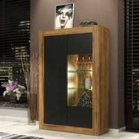 Sideboard Cabinet Storage Display Oak Black Matt Cupboard Modern Unit 140cm