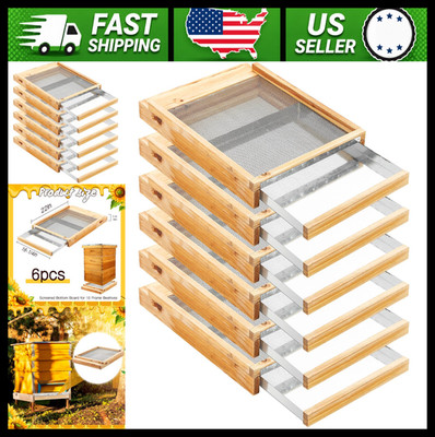 6 Pc 10 Frame Beehive Screened Bottom Board with Entrance Reducer