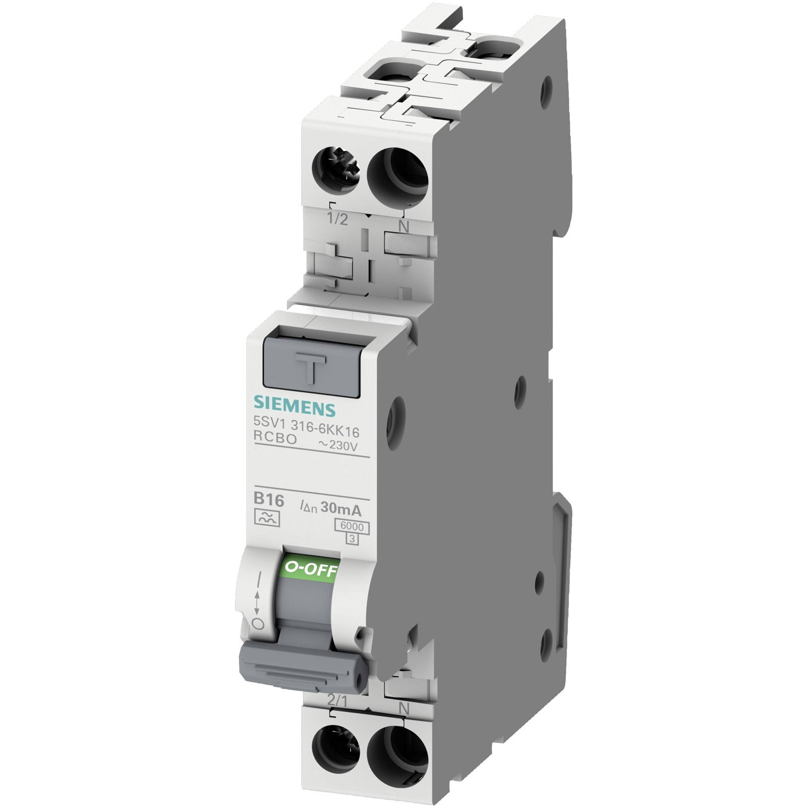 Siemens RCBO 2-pin 13A 0.03A 230V FI/LS compact 6kA type A