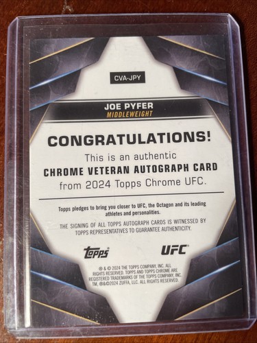 Joe Pyfer Chrome Veteran Autographs Auto - 2024 Topps Chrome UFC #CVA-JPY - Picture 2 of 2