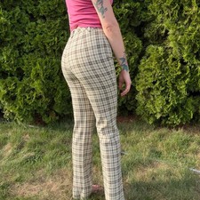 Vintage, 70s Italian Plaid Trousers - Size 6