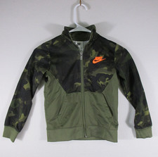 Nike Dri-Fit Boys Sportswear Full Zip Jacket Camo Print Long Sleeve Size M Green
