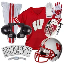 Wisconsin Badgers Kids NCAA 10pc Deluxe Football Uniform Set, Small