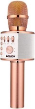 BONAOK Wireless Bluetooth Karaoke Microphone,3-in-1 Portable Rose Gold
