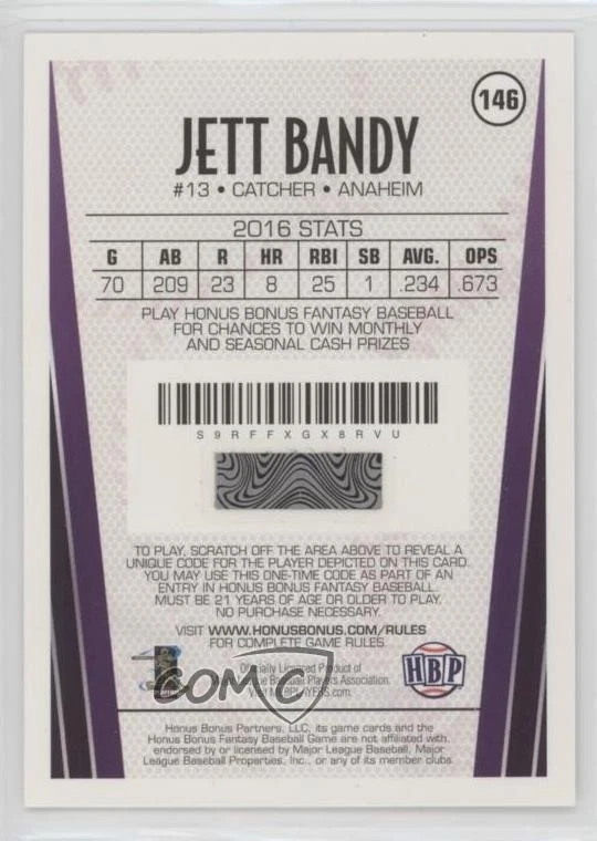 2017 Honus Bonus Fantasy Baseball Game Jett Bandy #146 - Image 2 of 2