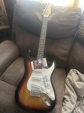 JSA Certified Sunburst Strat-Style Electric Guitar Signed by Lou diamond Phillip