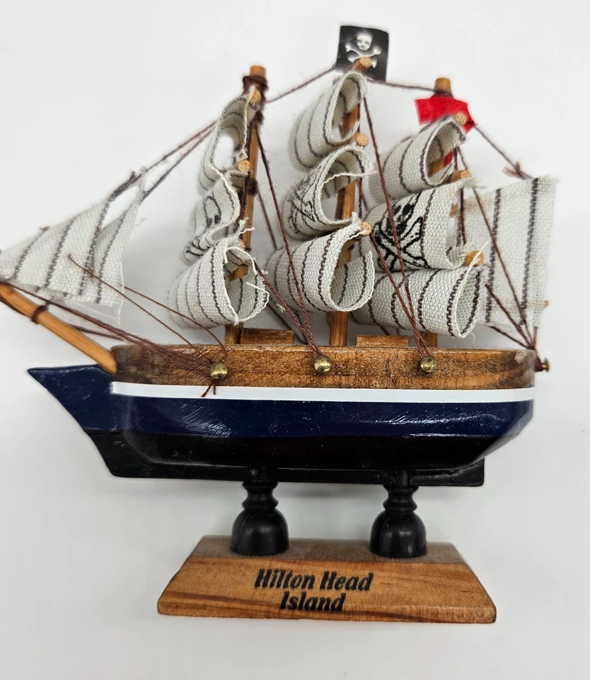 Pirate Ship Model Hilton Head Island Wooden Sailing Ship Display - Image 4 of 4