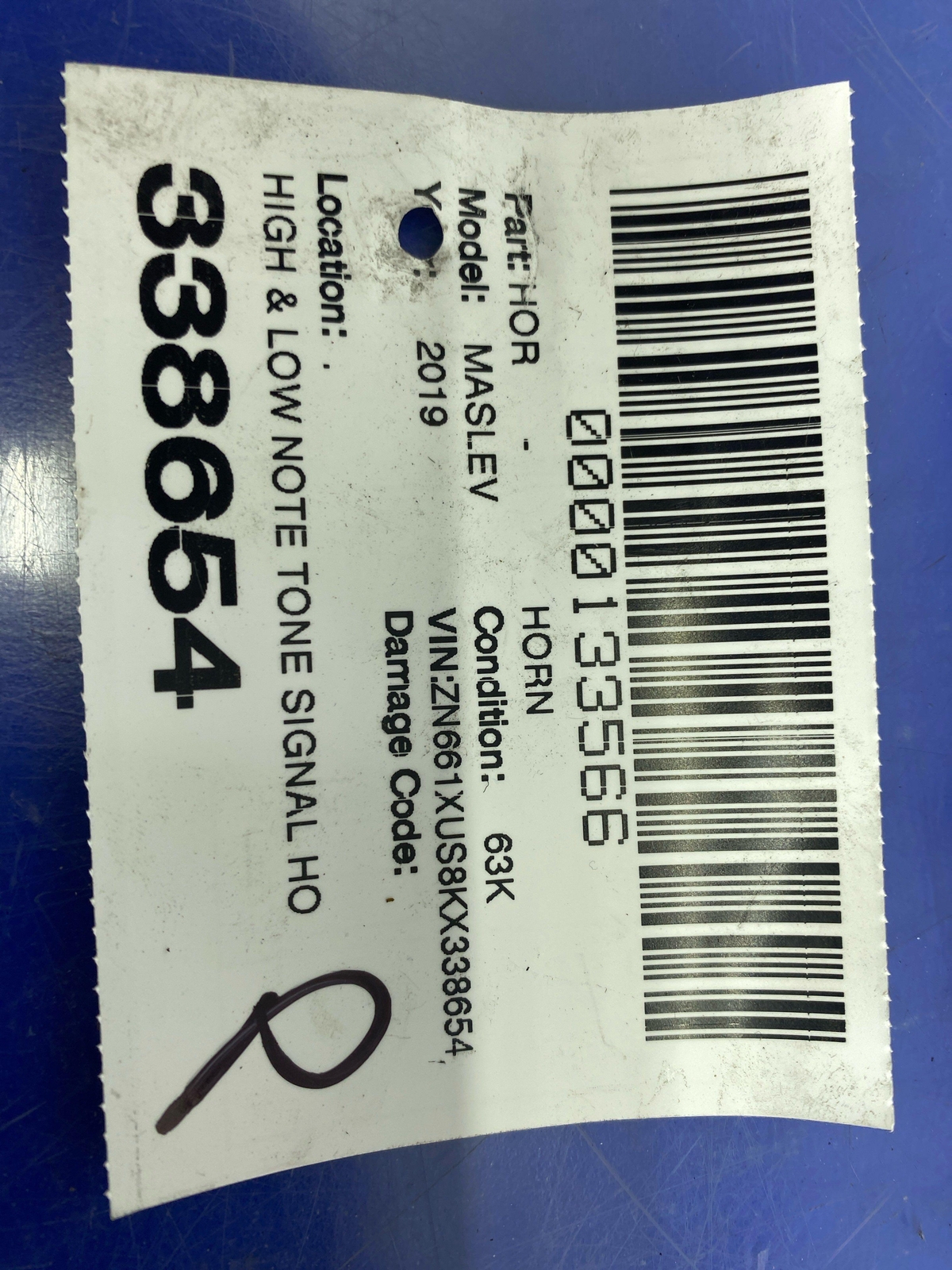2017 - 2022 MASERATI LEVANTE M161 OEM HIGH & LOW TONE SIGNAL HORN SET 670037595