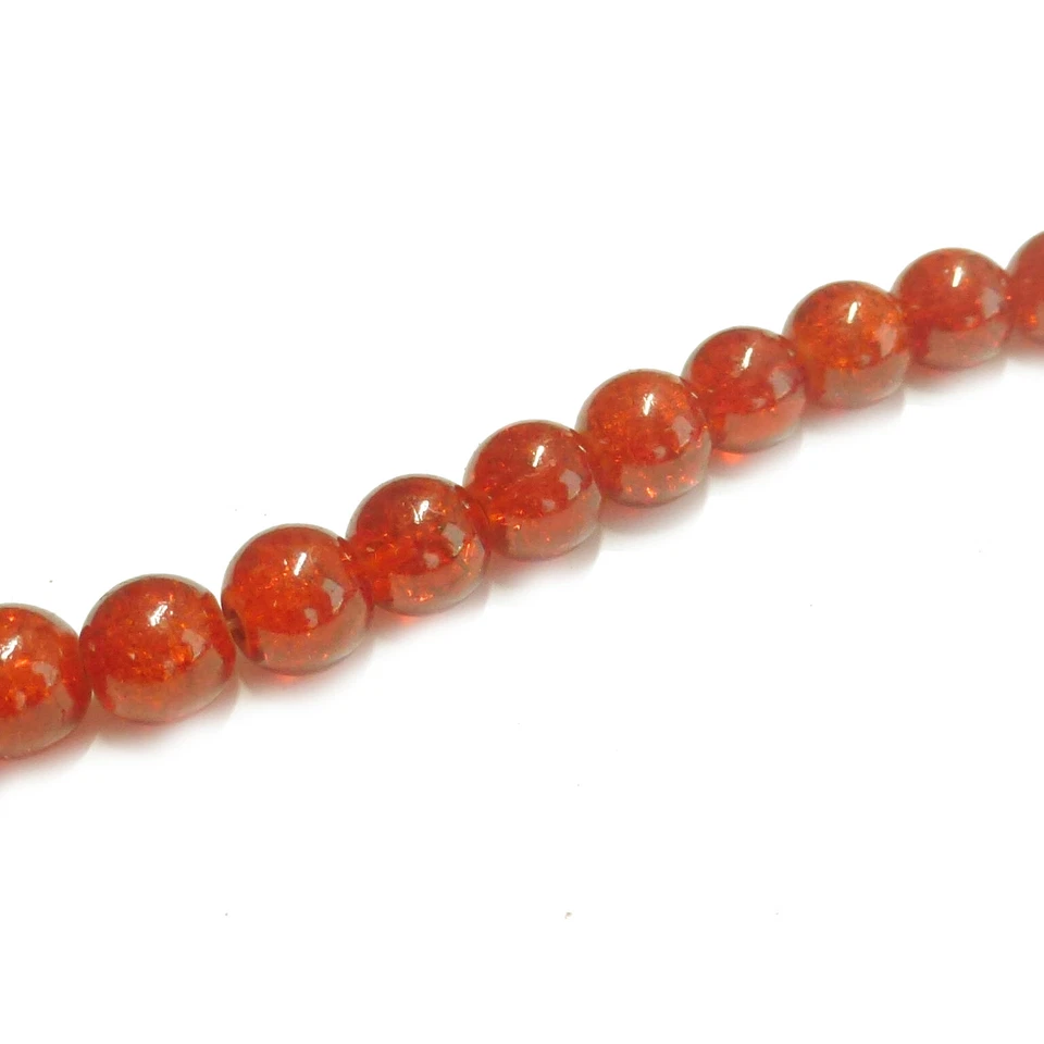 Glasperlen Crackle rund 8 mm orange rot ca. 105 Perlen Spacer nenad-design - Bild 2 von 4