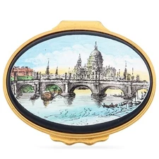 Halcyon Days Enamel Box - A 19th Century View Of Old Waterloo Bridge St Paul