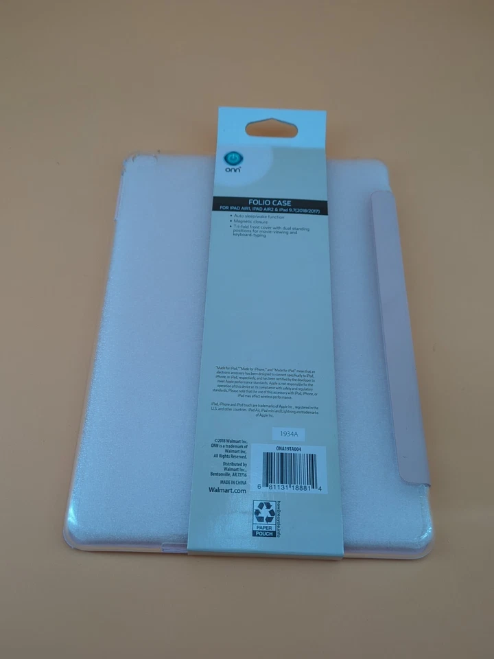 ONN Folio Case for iPad Air1 and 2 & iPad 9.7 2018-2017 PINK NEW - Image 2 of 2