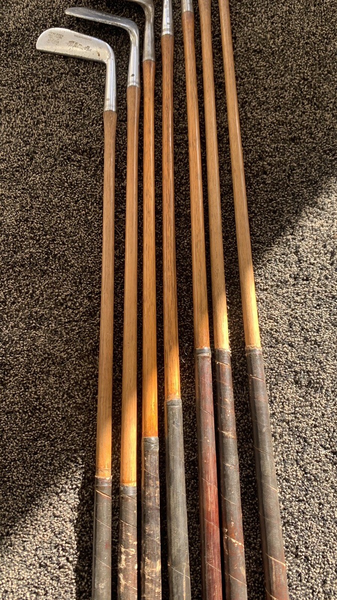 7 VINTAGE SPALDING KRO-FLITE SWEETSPOT HICKORY SHAFT IRONS And