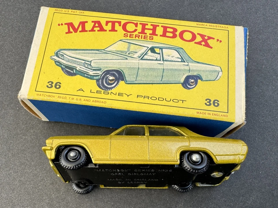 Lesney Matchbox Serie Nº36 Opel Diplomat con Caja Original Hecho en Inglaterra Foto 3 de 4