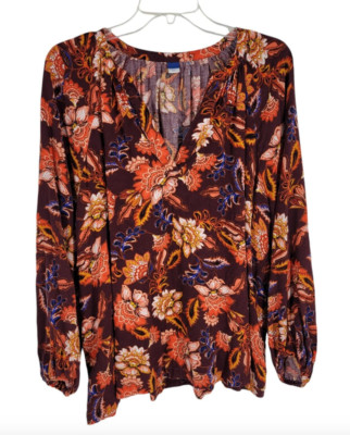 Dark Fairy Whimsigoth Medium Blouse Autumn Prairie Floral Long Sleeve Boho