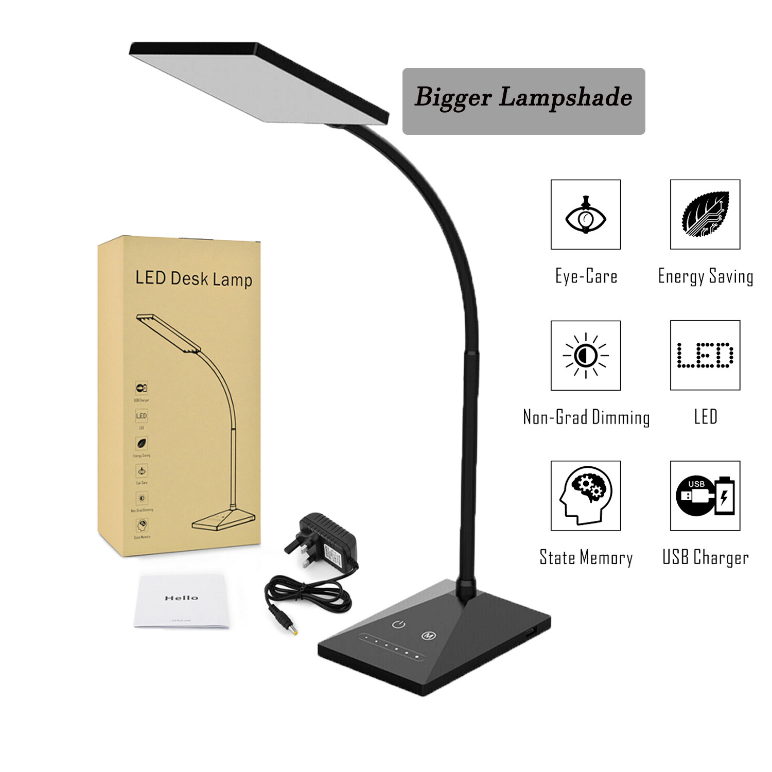 Touch Sensor Desk Lamp Table Light EyeCaring Reading 5 Modes LED Desk