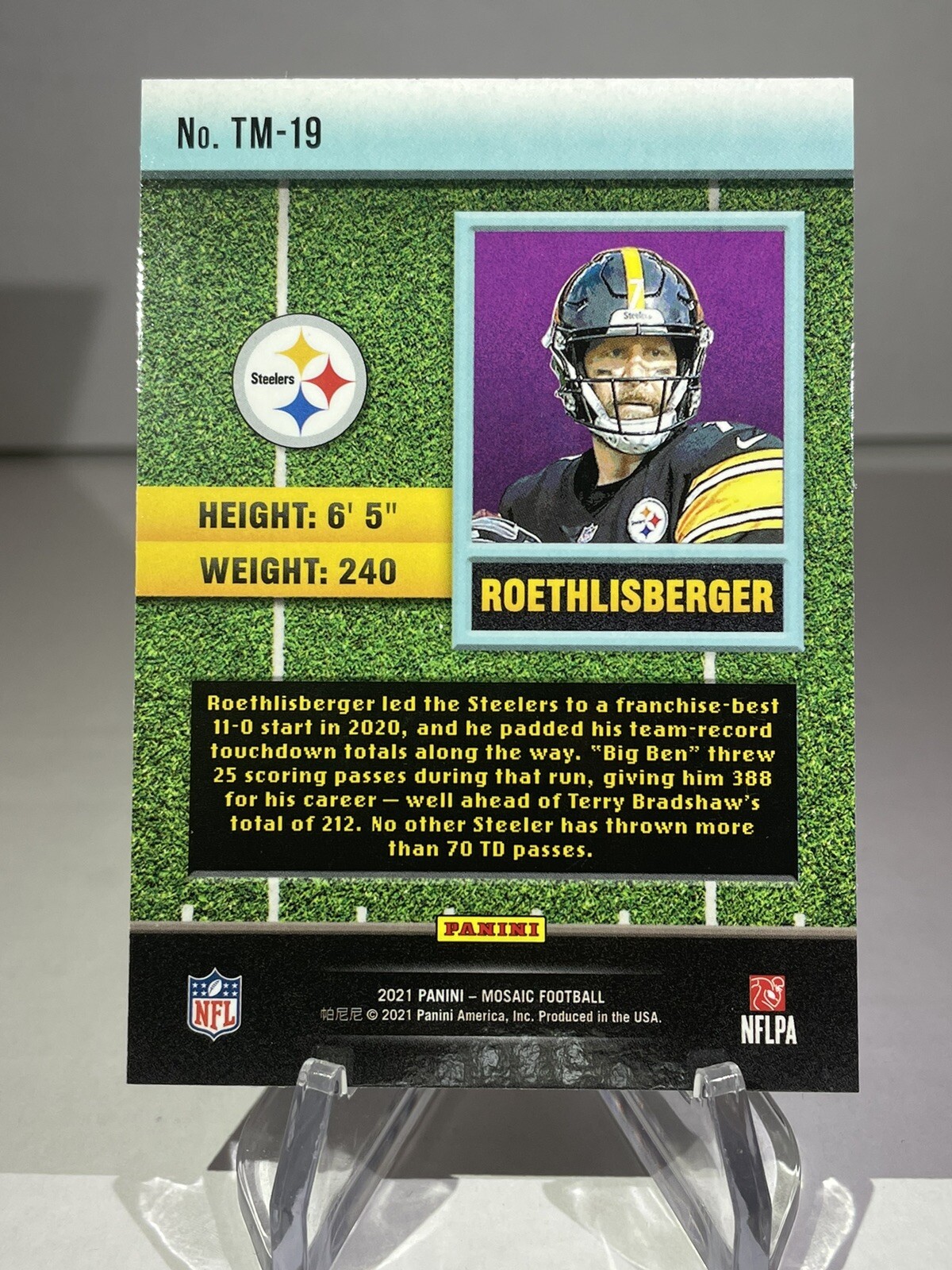 Ben Roethlisberger 2021 Mosaic TOUCHDOWN MASTERS Base TM19 Pittsburgh