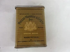 VINTAGE ADVERTISING  EMPTY PHILIP MORRIS VERTICAL POCKET TOBACCO TIN  215-U