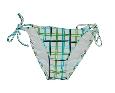 Roxy GO FOR THE PLAID STRING BIKINI Green Multi Plaid Junior's Bikini Bottom