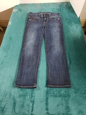 American Eagle Jeans Size 00 Womens Blue Stretch Pant Denim Mid Rise Artist Crop
