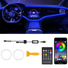 Neon Light Trim Glow Optic Fiber Strip LED Car Interior Ambient Lighting Kits