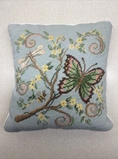 VGC Vintage Pillow Butterfly Spring Decor Accent Square 12” Grannycore