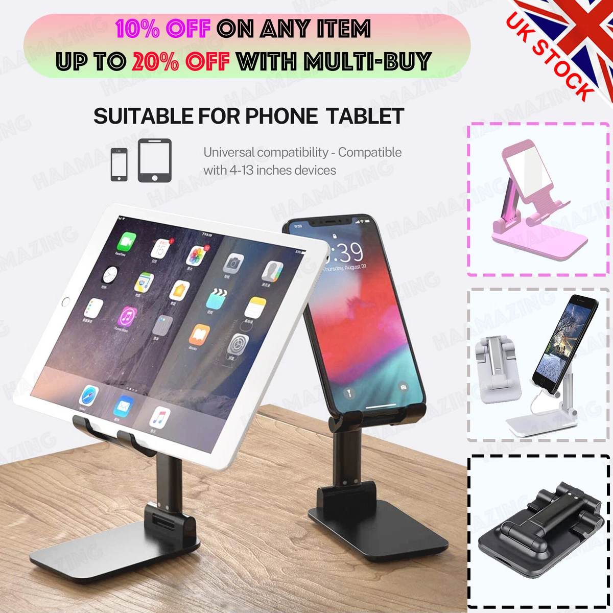 Mobile Phone Holder Stand Desktop Portable Table Desk Mount For